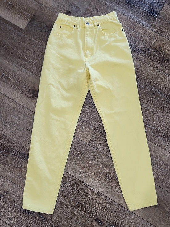 Jordache Denim - Jordache Vintage Lemon Yellow High Rise 80s 90s Straight Jeans Indie Colorful 8